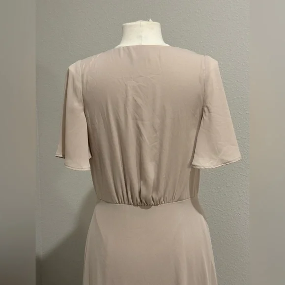 NEW Show Me Your Mumu Sophia Wrap Short Sleeve Bridesmaid Dress Beige Size Small - Picture 13 of 16